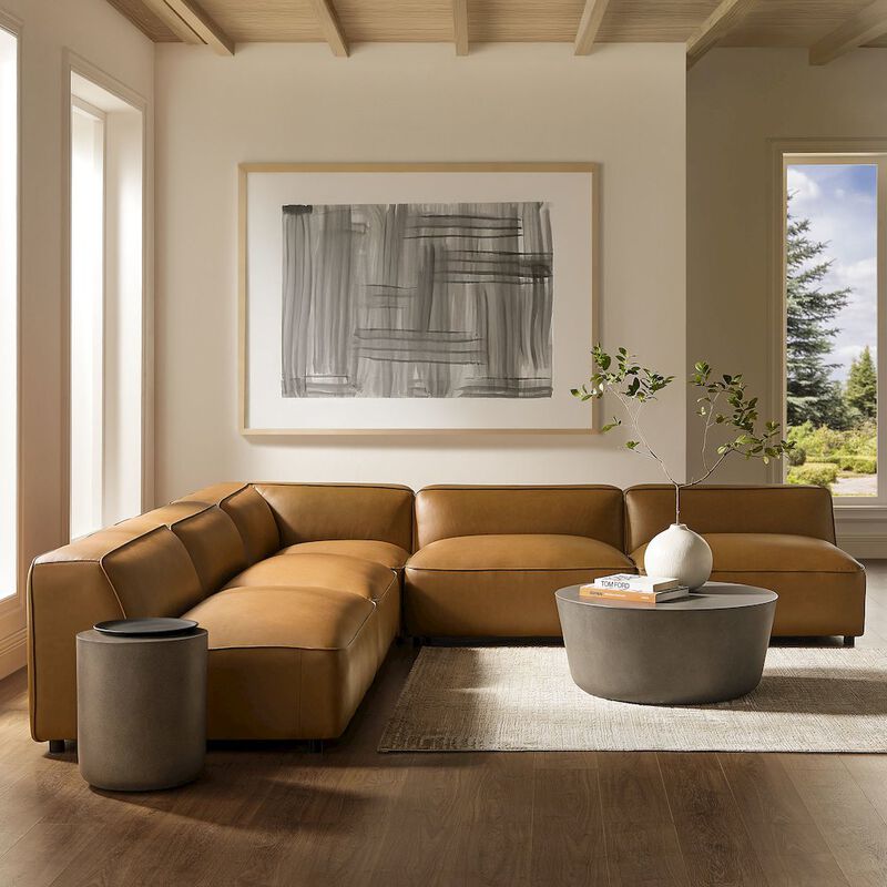 Auren 5-Piece Upholstered Armless L-Shaped Vegan Leather Modular Sofa image number 5