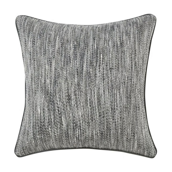 Sam Square Accent Throw Pillow, 22 Inch, Cotton Blend Textured Gray - Benzara