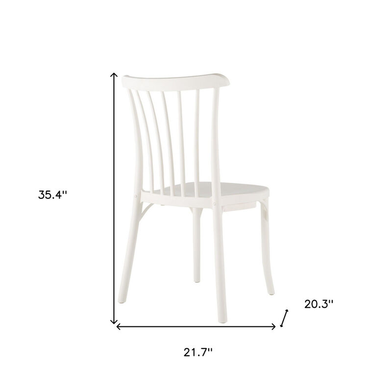 HomeRoots Set of Two White Heavy Duty Plastic Outdoor Stacking Dining Chairs image number 5