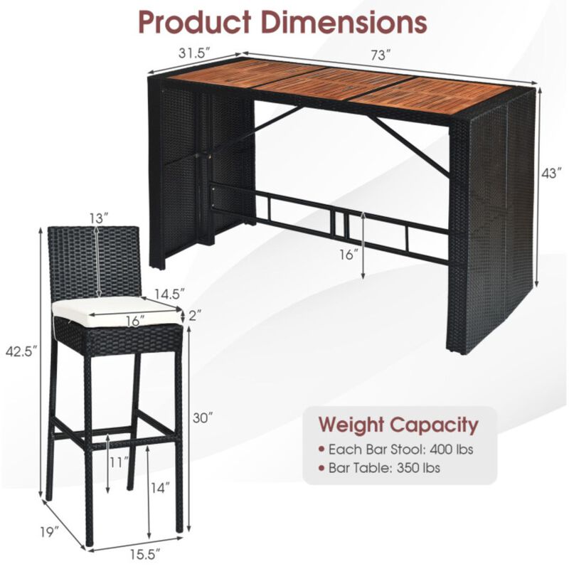 Hivvago 7 Pieces Patio Rattan Wicker Dining Furniture Set