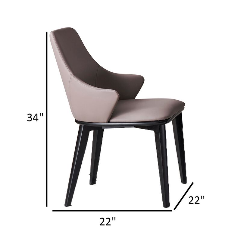 Mry 23 Inch Dining Chair Set of 2, Padded Tall Back, Beige Faux Leather - Benzara