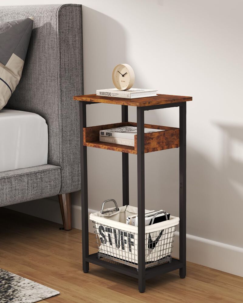 KJGKK Tall Side Table Set of 2, 30 inch High End Table, Small Entryway Table, Bedside Table for Living Room, Bedroom, Office, Ru