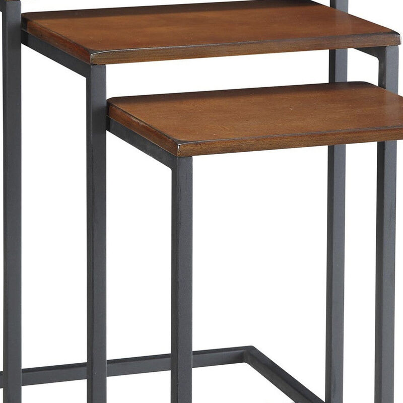 Homezia 24" Black And Brown Manufactured Wood Rectangular End Table