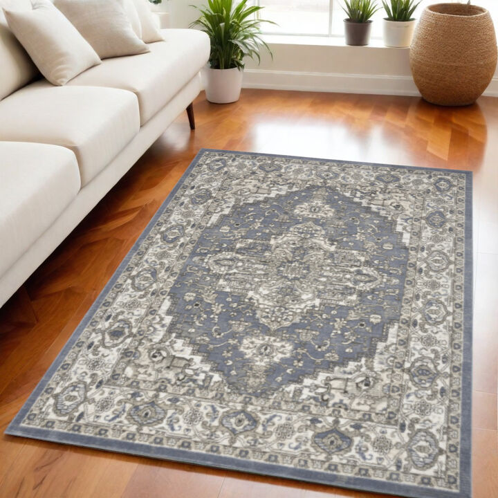 HomeRoots Medallion Power Loom Distressed Area Rug
