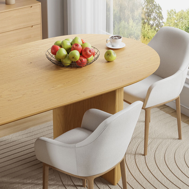 67 Inch Natural Oak Oval Dining Table (Seats 6) Suitable for Living Room, Dining Room