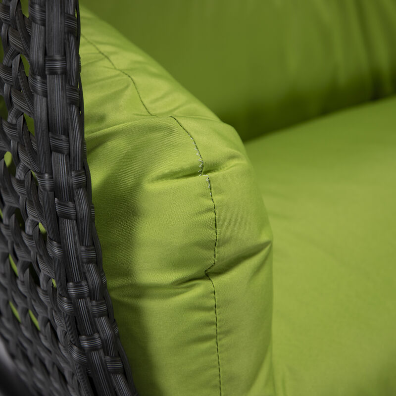 LeisureMod Mendoza Charcoal Modern Wicker Hanging 2 person Egg Swing Chair Removable Cushion image number 4