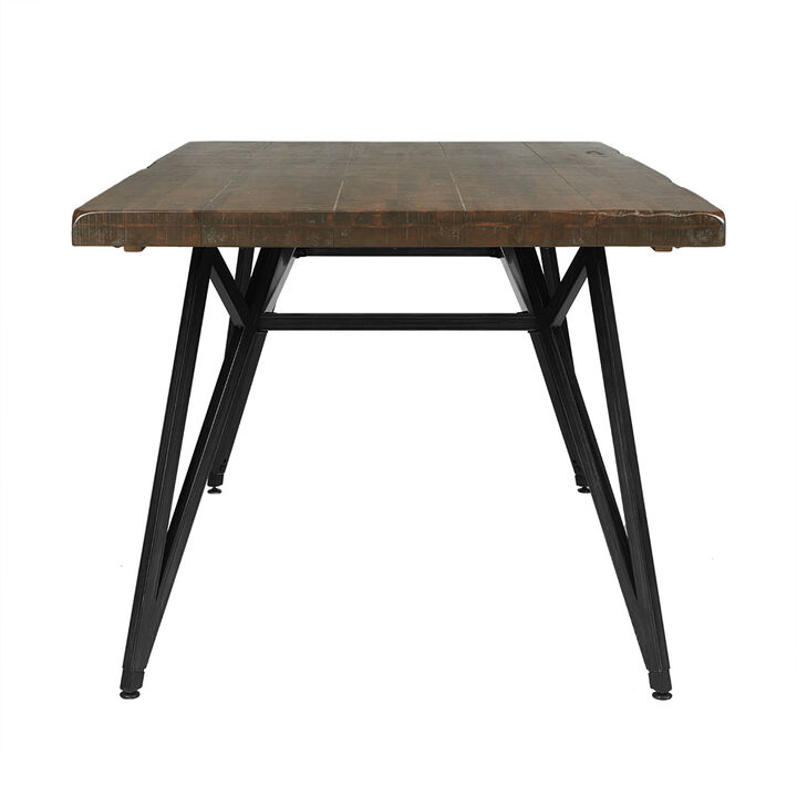 Gracie Mills Lavonne Industrial Reclaimed Wood Dining Table with Gun metal