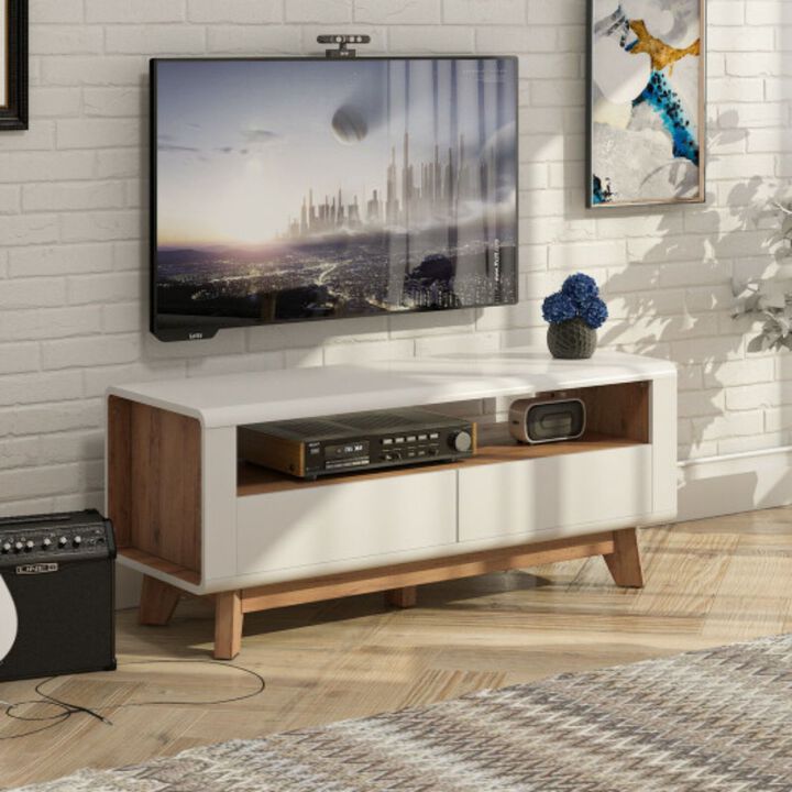 Media Console with 2 Pull-Out Drawers and Open Compartment for TVs up to 50 Inch