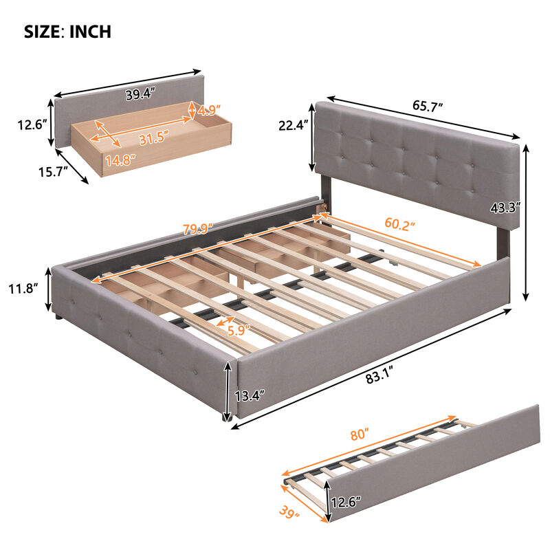 Quubpe Upholstered Platform Bed image number 6