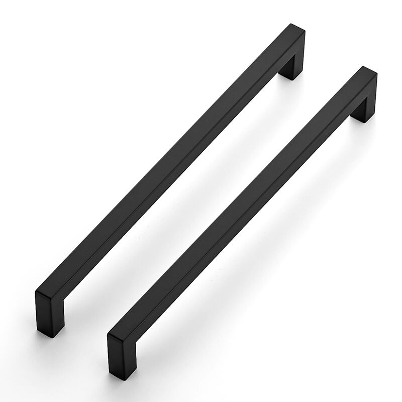JOY DECOR 50 Pack Cabinet Handles, Black Cabinet Pulls, 10 Inch Kitchen Closet Handles Square Drawer Pulls Stainless Steel Drawe
