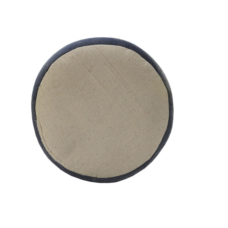 Cylinder Striped Cotton Pouf – Round Ottoman Accent Seat for Living Room