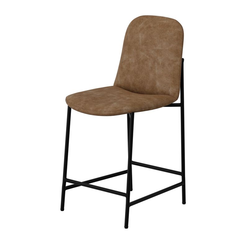 Reeve Counter Height Chair, Water-Resistant Cognac Brown Faux Leather