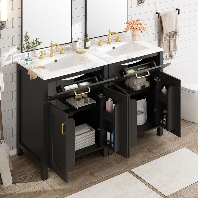 Merax 48" Modern Double Vanity Set with Dual Ceramic Sinks