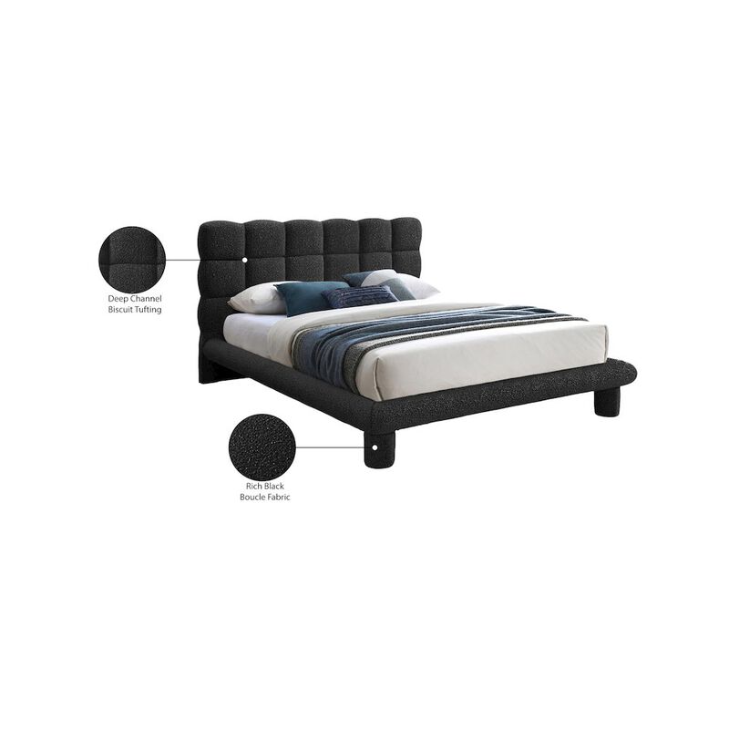 Meridian Furniture Deco Black Boucle Fabric Full Bed