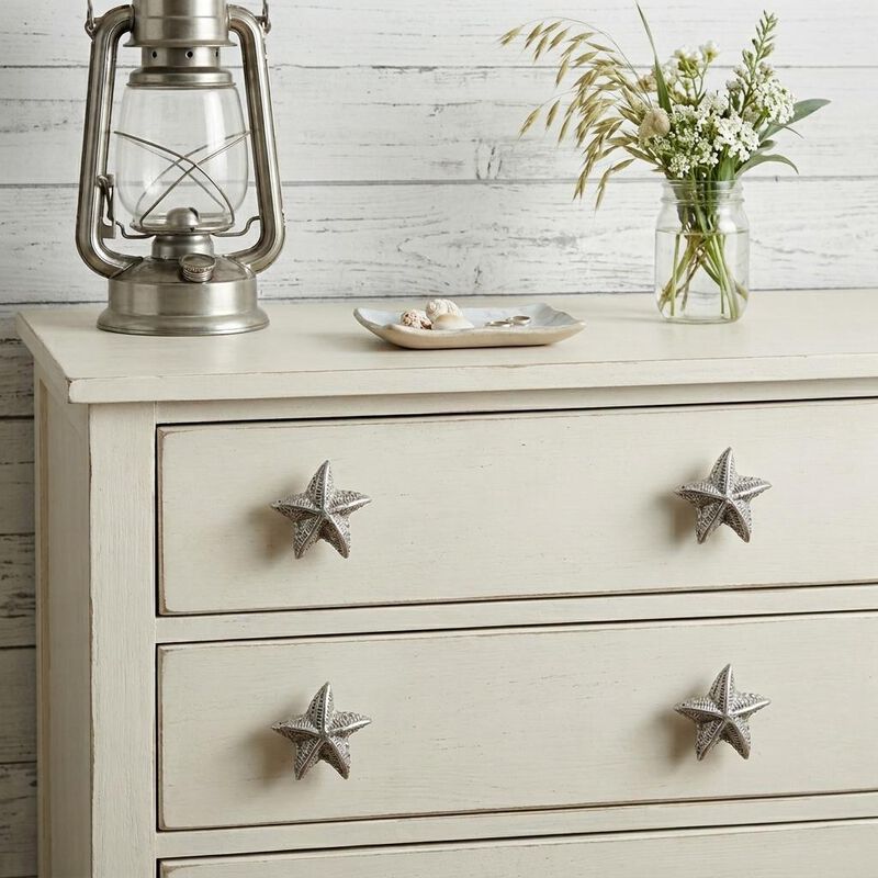 HomeRoots Set of Six Silver Starfish Knob Iron Drawer Pull Knobs image number 1