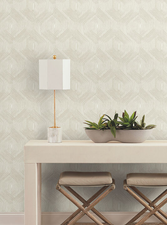 Fine Line Taupe Geometric Wallpaper