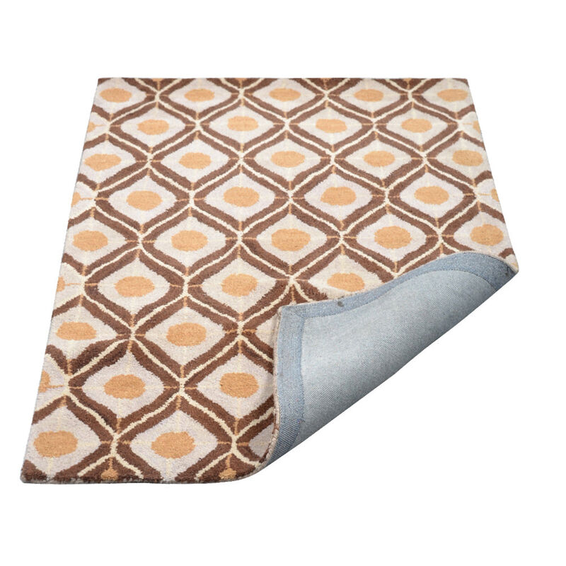 RUGSOTIC CARPETS HAND TUFTED WOOL ECO-FRIENDLY AREA RUGS  - Rectangle Shape, Beige & Brown, Geometric Modern Design, High Pile Handmade Area Rugs for Living Room, Bed Room (K00724) image number 4