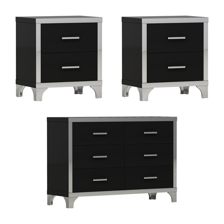 Merax 1 Dresser and 2 Nightstands Bedroom Set
