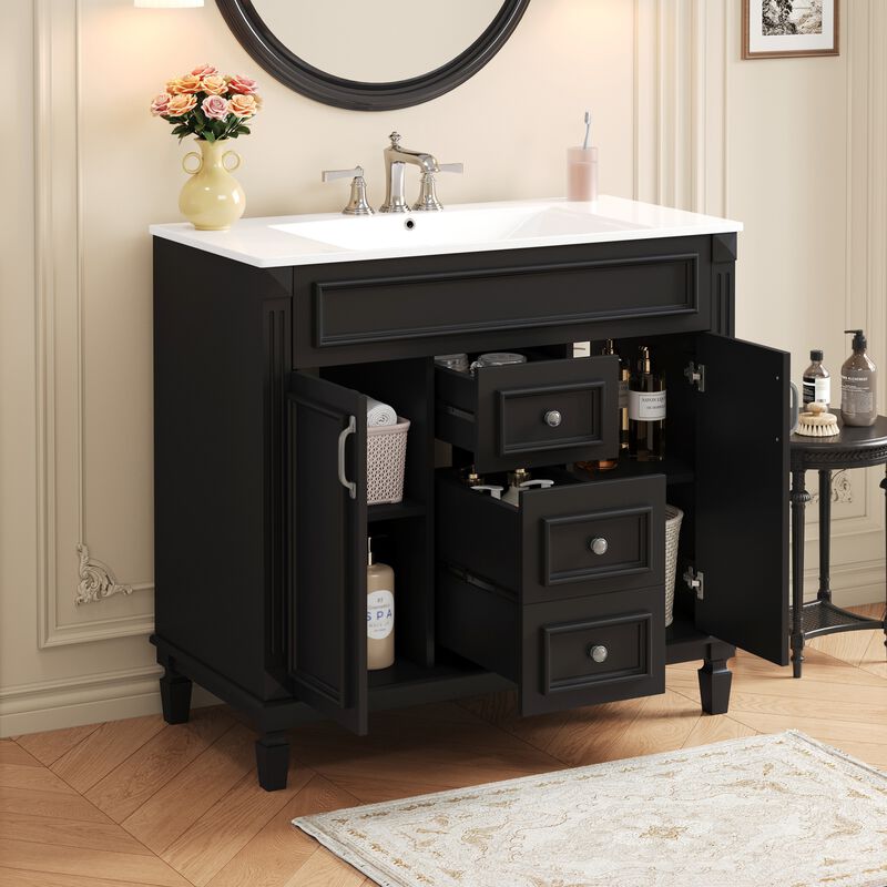 36 in. W Modern Bathroom Vanity with Sink and Top, 2 Soft-Close Doors and Storage Cabinet image number 2