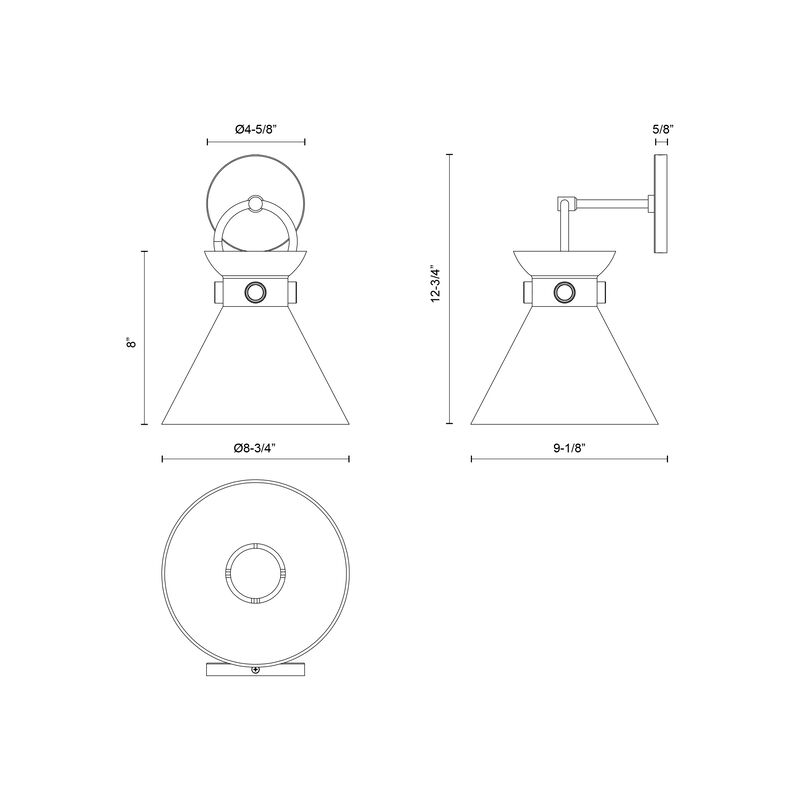 Emerson 9-in Aged Gold/Clear 1 Light Damp-Rated Wall/Vanity Light image number 3