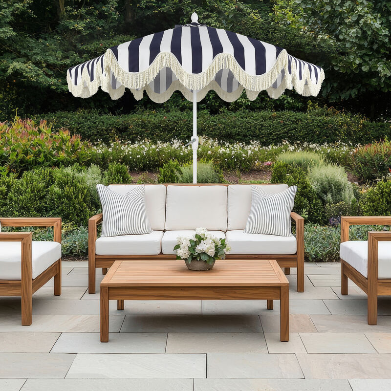 Collins Classic Cottage Tassel Market Patio Umbrella with Auto-Tilt, Crank, Wind Vent and UV Protection image number 5