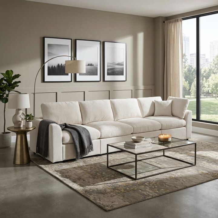 Chenille modular sectional sofa, U style 4 seater couch with deep seat comfort, Modern living room sectional with solid wood frame
