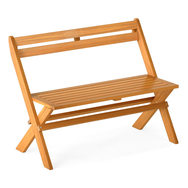 Outdoor Acacia Wood Bench for 2 People
