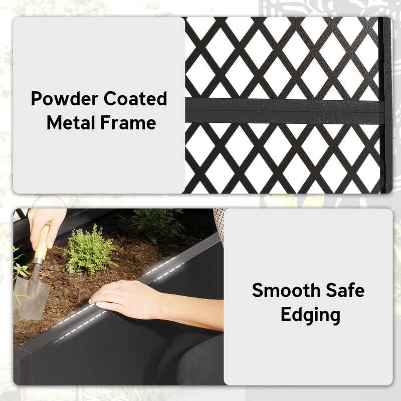 Hivvago Diamond Lattice Metal Garden Bed with Trellis image number 5