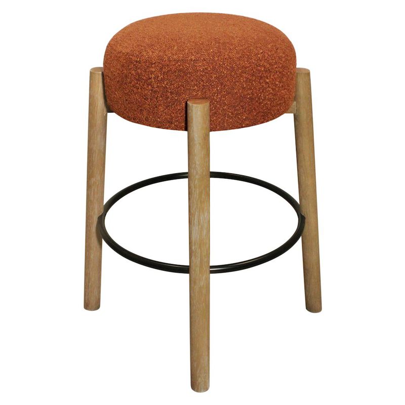 Natalia Barstool in Rust Boucle Fabric 2-Piece Set