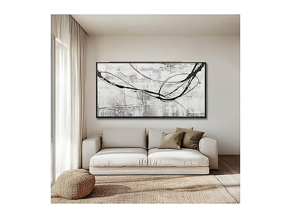 Abstract Framed Wall Art Living Room White Canvas Black Arts Decor Poster Hotel