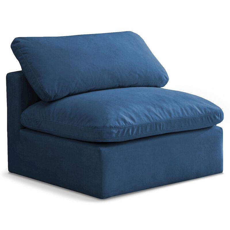 Meridian Furniture Plush Navy Velvet Standard Comfort Modular Armless Chair