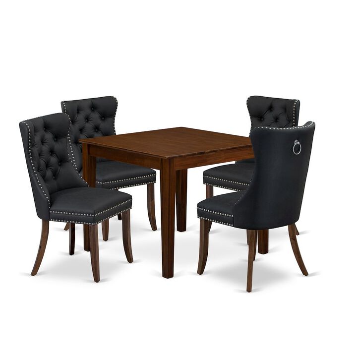 5 Piece Dining Room Furniture Set Contains a Square Solid Wood Table