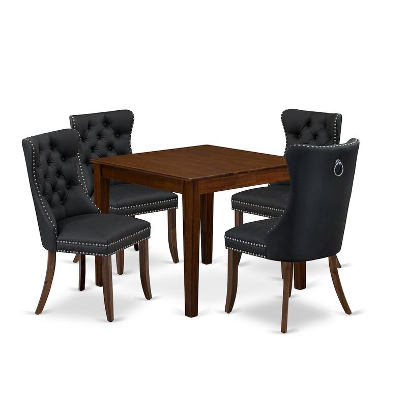 5 Piece Dining Room Furniture Set Contains a Square Solid Wood Table
