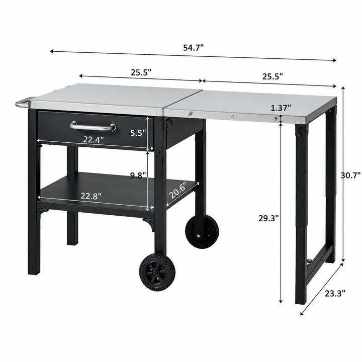ELEMENT ACE Foldable Portable Outdoor Kitchen Prep Station BBQ Grill Cart with Foldable Top and Storage Space for Backyard Patio Outdoor Cooking