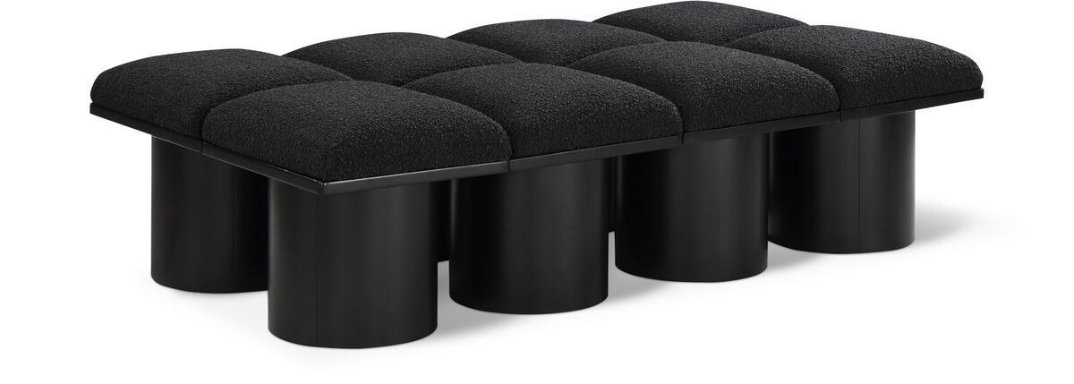 Meridian Furniture Pavilion Black Boucle Fabric Bench