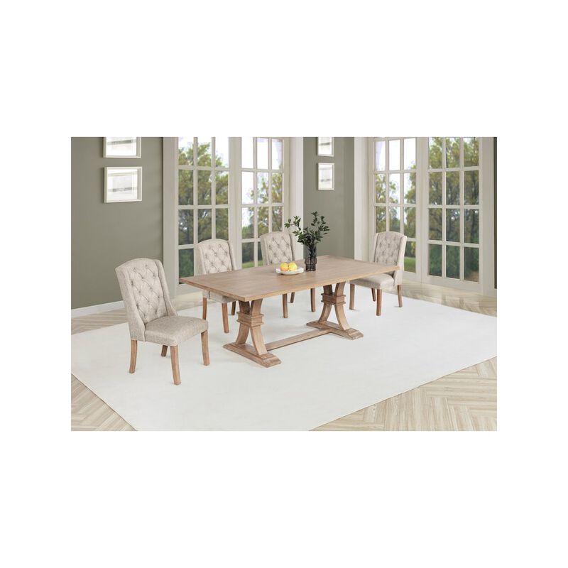 Best Quality Furniture 5 Piece Traditional Dining Table With Beige Side Chairs