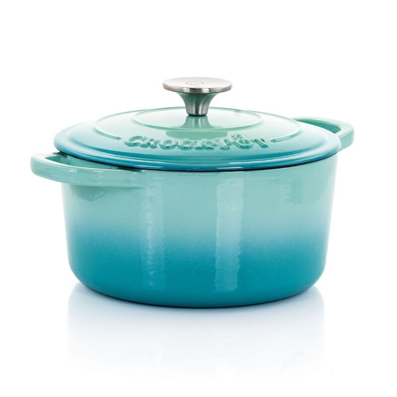 Crock-Pot Artisan 2 Piece 3 Quarts Enameled Cast Iron Dutch Oven in Aqua Blue
