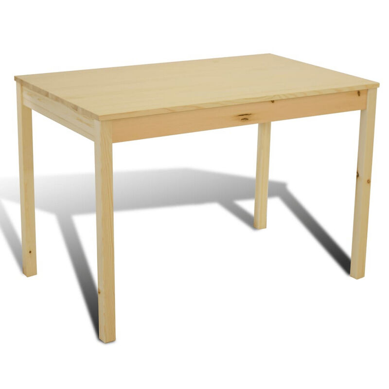 5 Piece Dining Table Set with 4 Side Chairs, Natural Brown Pine Wood - Benzara image number 3