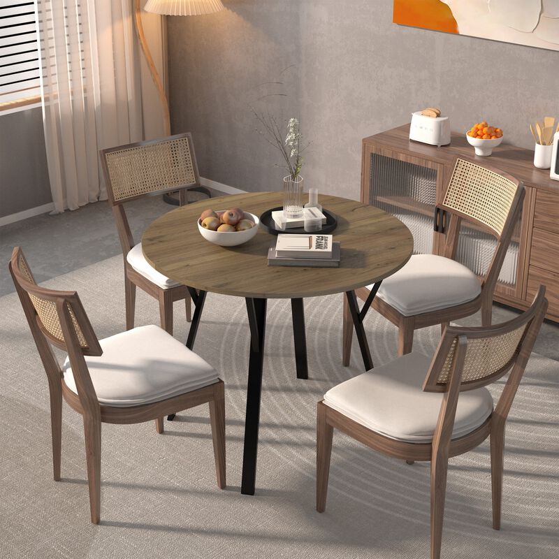 Tufwon 35.43" Round Industrial Dining Table image number 3