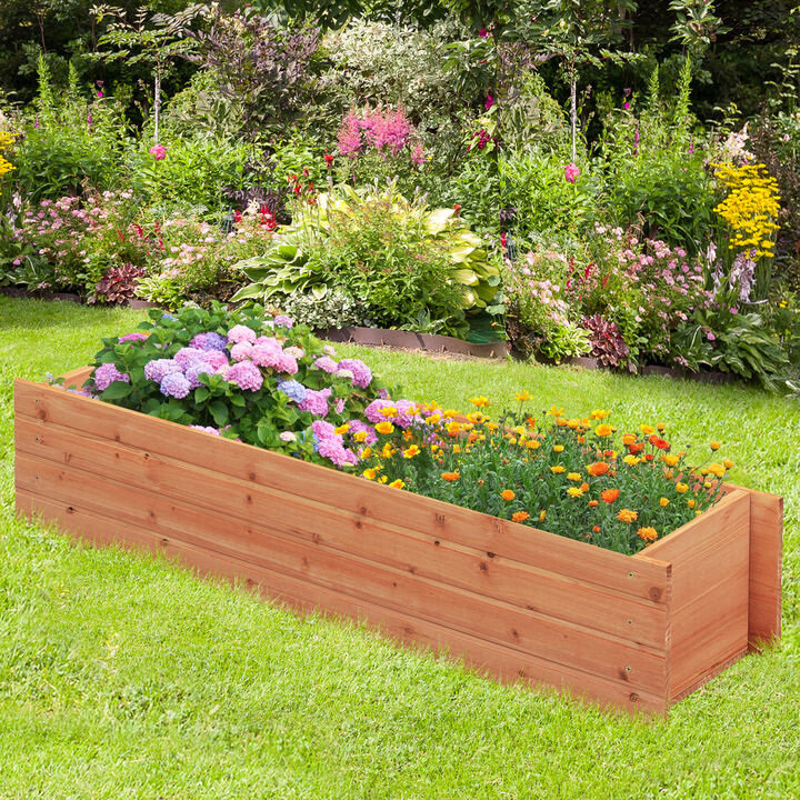 Fir Wood Planter Box with 2 Drainage Holes and 3 Added Bottom Crossbars-Orange