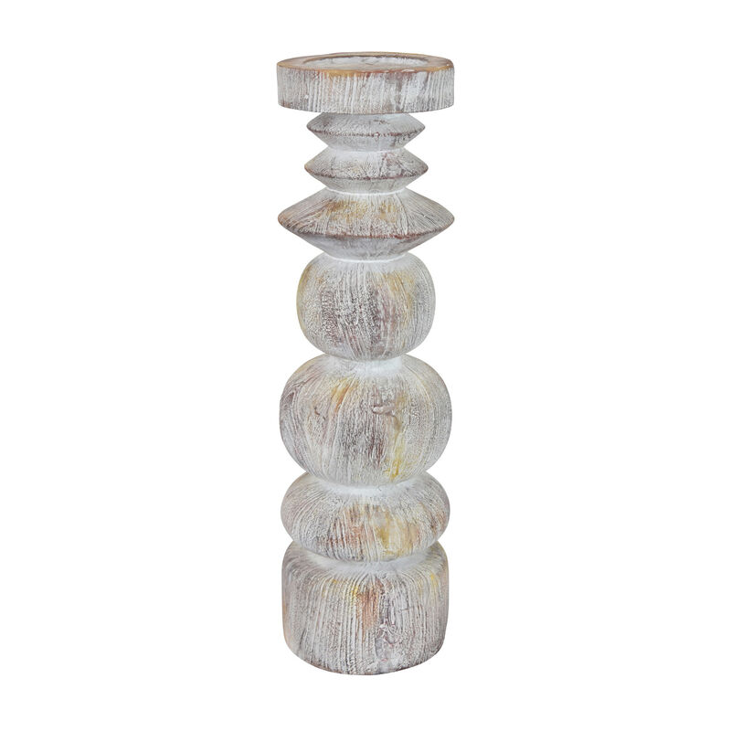 Josi Tabletop D&eacute;cor Candle Holder, Sculpted Turned Resin image number 2