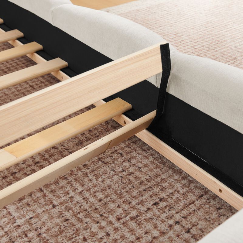 Nefjad Chenille Upholstered Platform Bed Frame image number 5