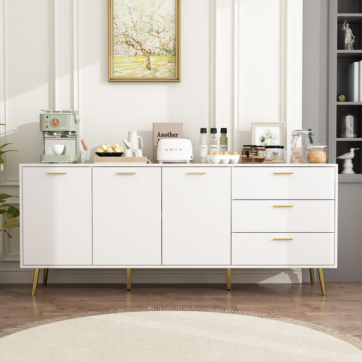 FUFU&GAGA Modern Sideboard Buffet Cabinet with 3 Drawers and 3 Doors, (70.9" W x 15.7" D x 30" H),White