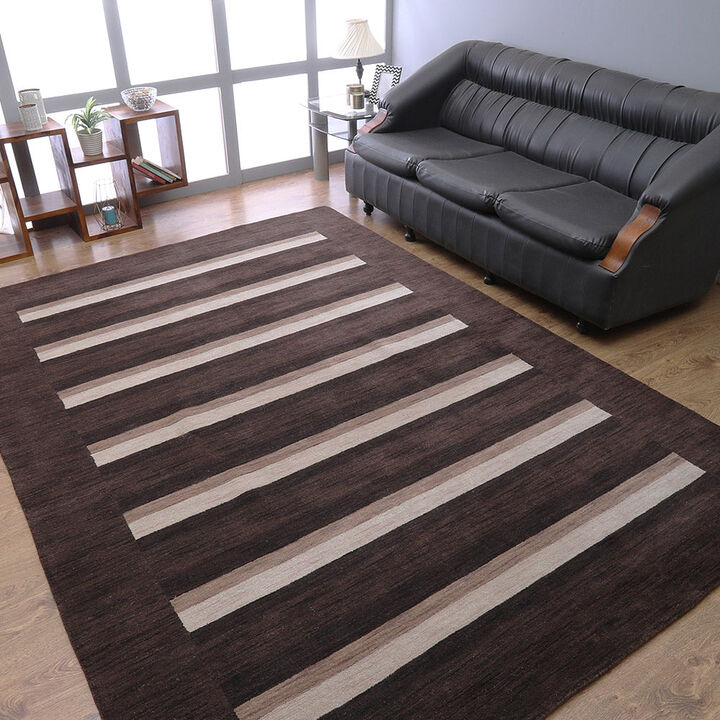 RUGSOTIC CARPETS HAND KNOTTED LOOM WOOL ECO-FRIENDLY AREA RUGS  - Rectangle, Contemporary Modern Design, High Pile Handmade Anti Skid Rugs for Living Room (L00904)