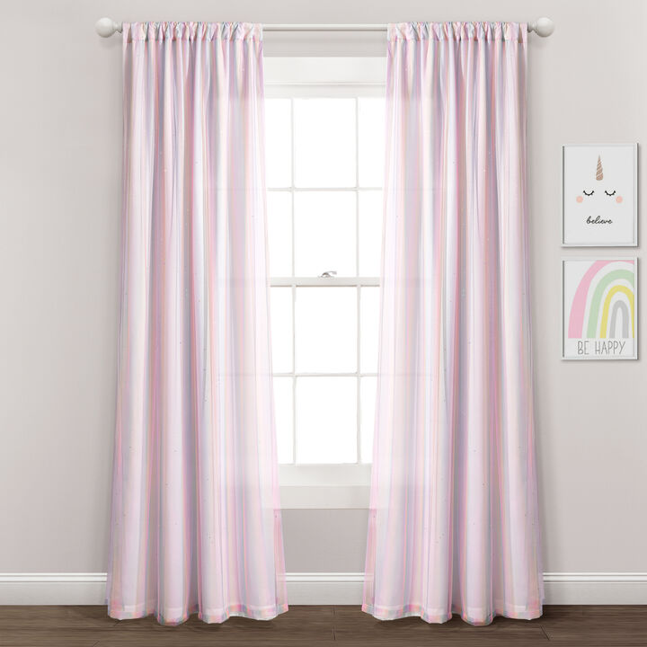 Lush Décor Rainbow Sheer Rod Pocket With Lining Window Curtain Panel
