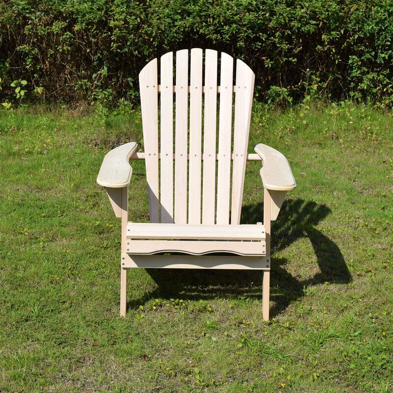 NorthbeamMerry Garden Foldable Wooden Adirondack Chair, Outdoor, Garden, Lawn, Deck Chair, Natural