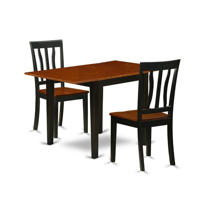East West Furniture Dining Room Set Black & Cherry, NDAN3-BCH-W