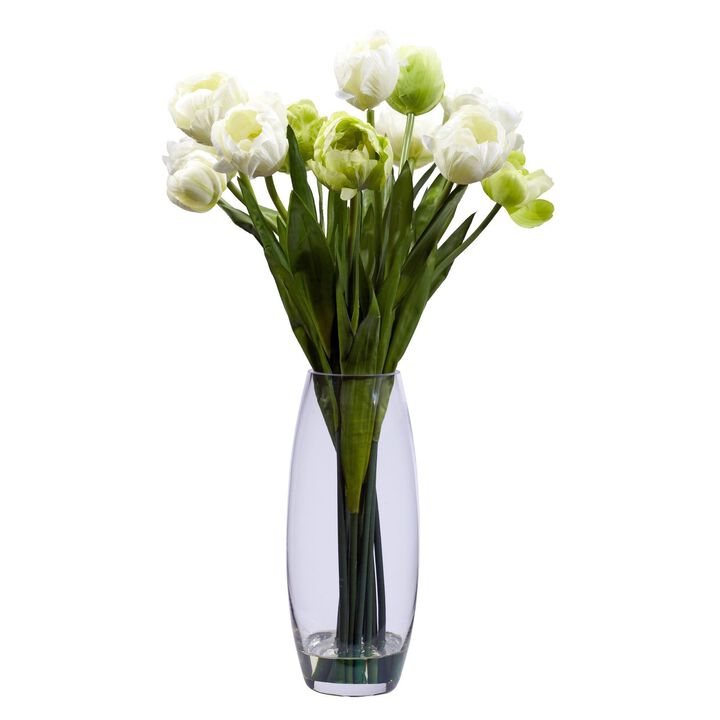 Nearly Natural 20-in Tulips w/Vase