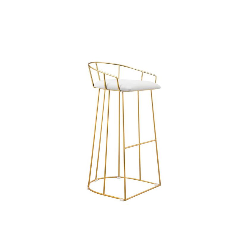 Pangea Home Jillian Gold Bar Stool White Faux Leather