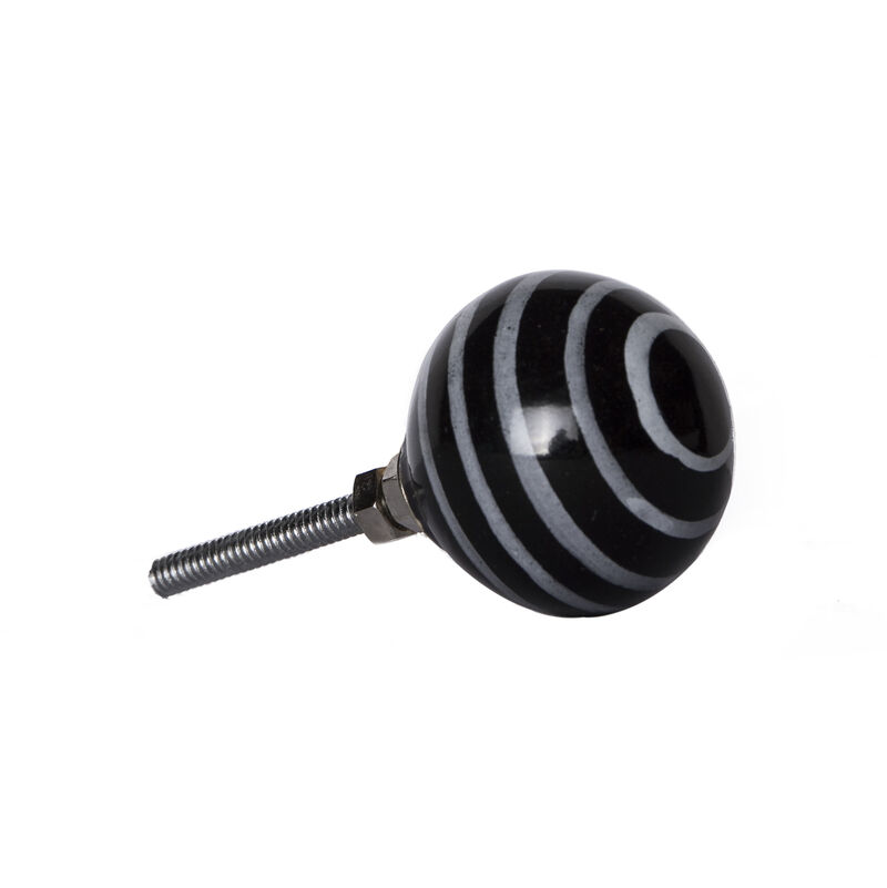 HomeRoots Set of Eight Black And Gray Ceramic And Metal Drawer Pull Knobs image number 2